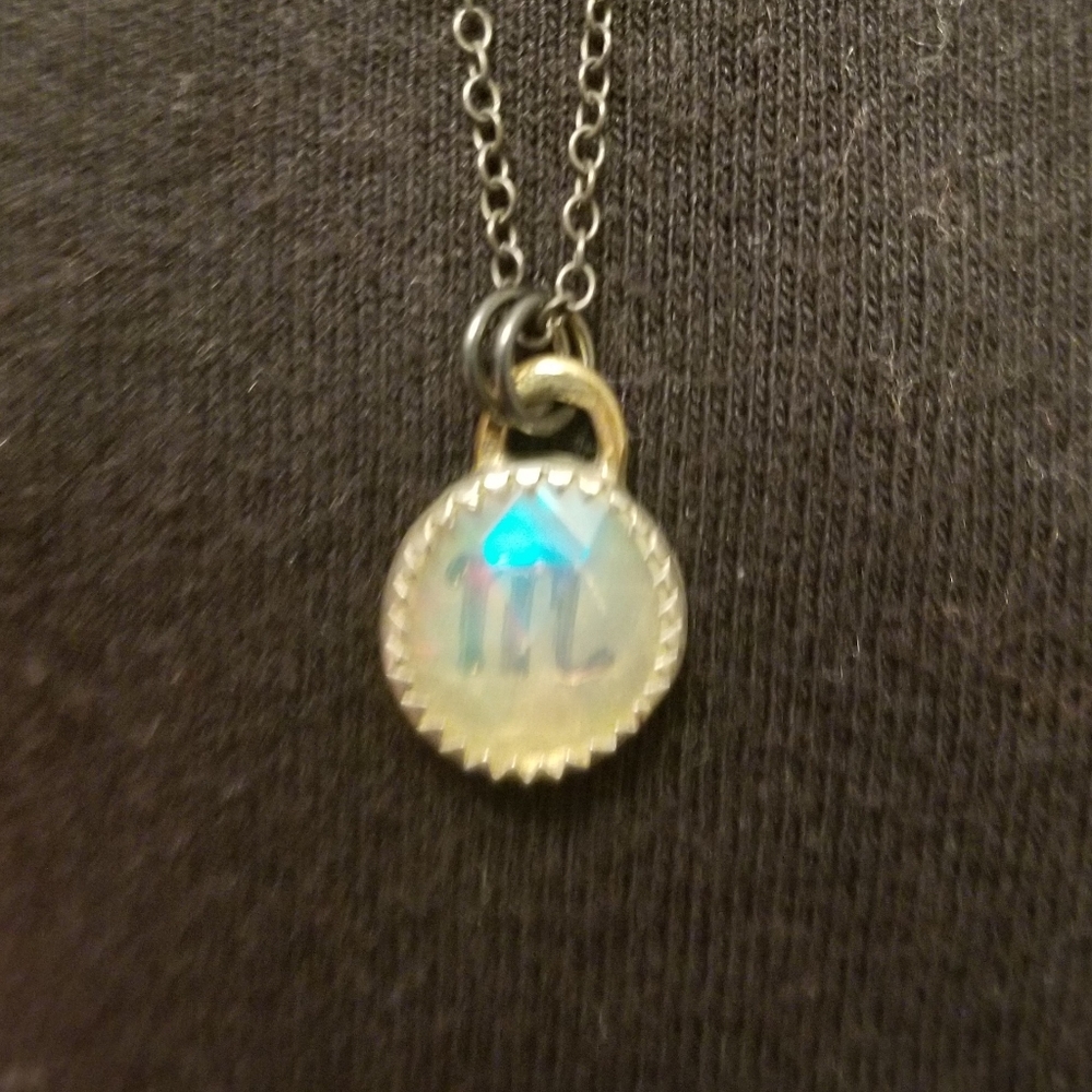 Sterling Silver Scorpio Zodiac Symbol Opal Pendant Necklace